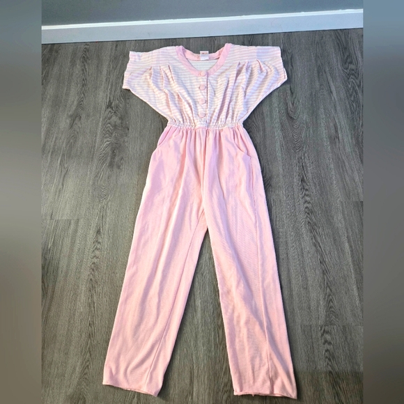 Vintage Pants - Vintage Pink Striped Jumpsuit